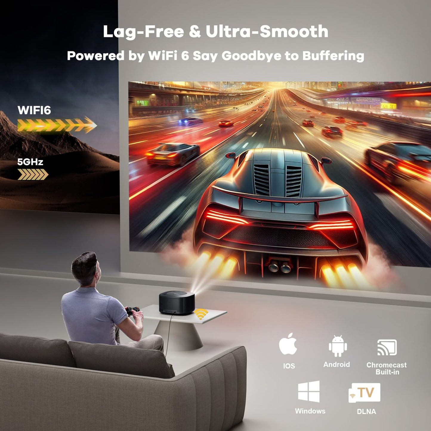 Outdoor 4K smart projector ONOAYO ONO5Pro 2.0, ultra-bright, AI autofocus, Dolby audio 60W, WiFi/BT, indoor/outdoor 2026