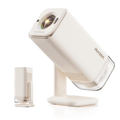 Aurzen BOOM Air Google TV portable projector, WiFi/BT, USB-C powered, 4K support, real-time focus, Dolby audio, adjustable stand