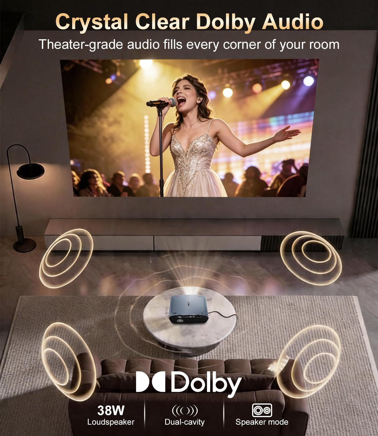 4K smart projector Google TV 2400 ANSI, ToF autofocus, short throw, HDMI ARC, WiFi6/BT, HDR, outdoor movie projector
