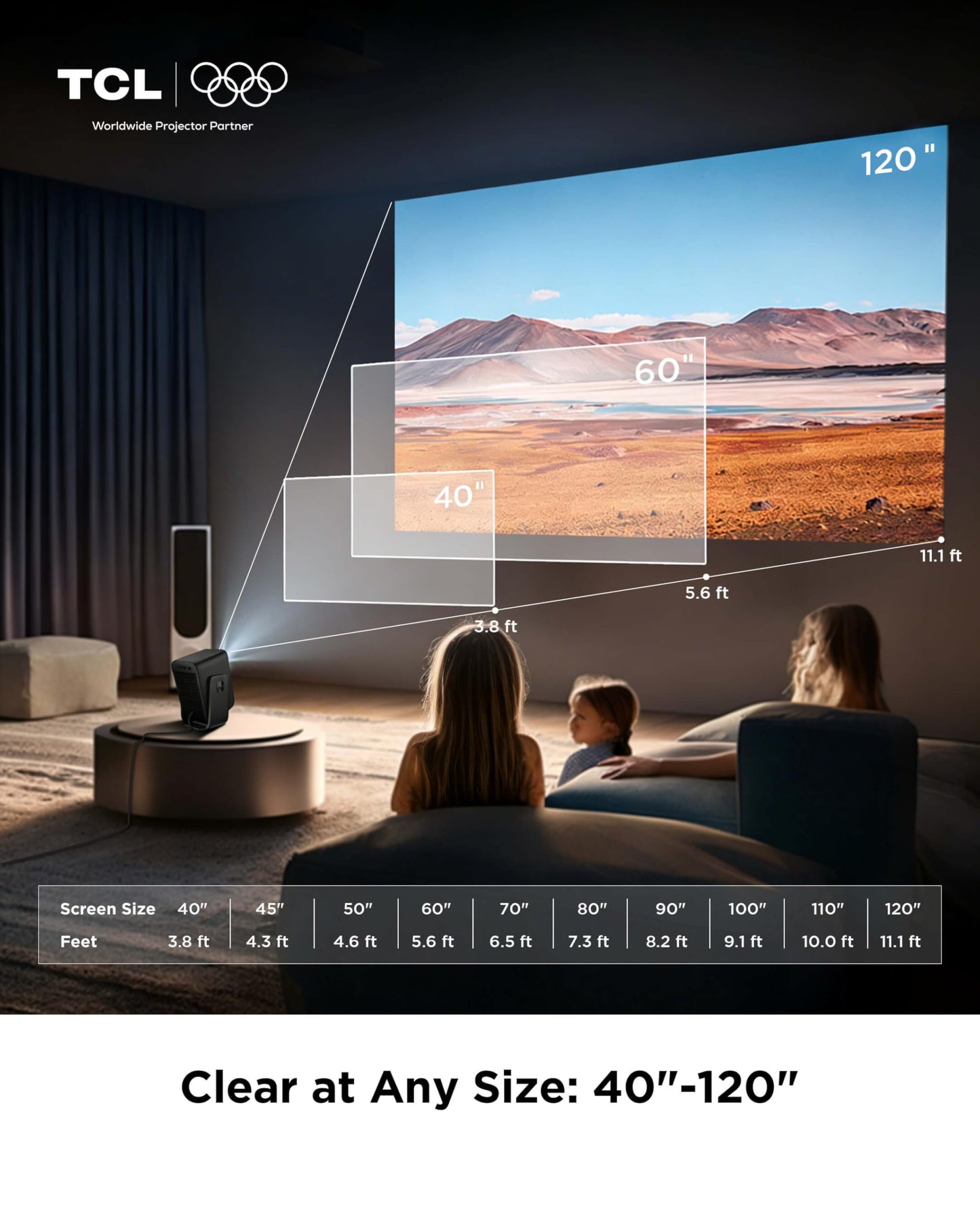 TCL C1 smart projector, 4K support, Google TV, WiFi/BT, auto focus/keystone, HDR10 1080P, 285° rotation, home/outdoor