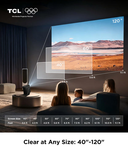 TCL C1 smart projector, 4K support, Google TV, WiFi/BT, auto focus/keystone, HDR10 1080P, 285° rotation, home/outdoor