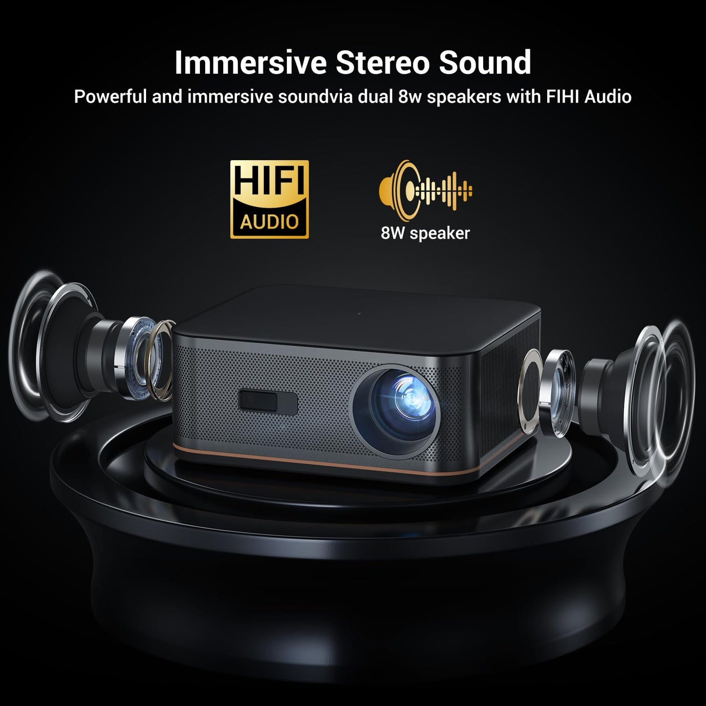 2000 ANSI 4K WiFi/Bluetooth projector, auto focus, up to 300" display, indoor/outdoor, supports phone/TV stick/PS5