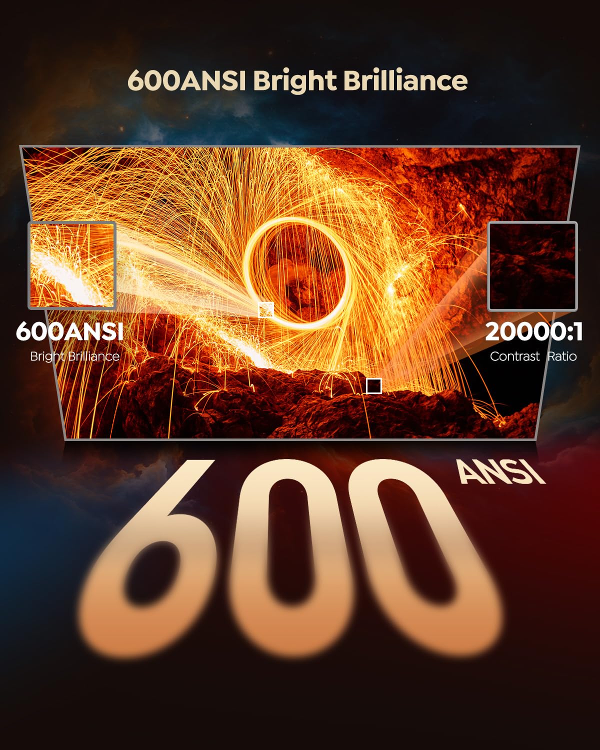 Built-in apps 4K smart outdoor projector, WiFi/BT, Dolby dual speaker, auto focus, YouTube/Prime Video, Upgrad P62 Pro