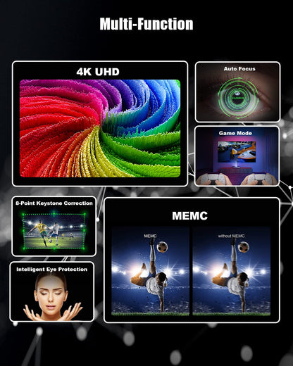 4K smart UST projector, 2200 ANSI, WiFi6/5G, HDR10, Android, 1080P, ultra short throw, home theater with speakers