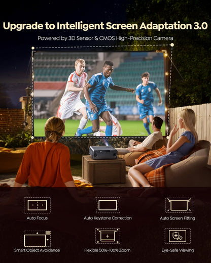Built-in apps 4K smart outdoor projector, WiFi/BT, Dolby dual speaker, auto focus, YouTube/Prime Video, Upgrad P62 Pro