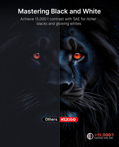NexiGo Nova Mini laser projector, Google TV/Netflix, 1080p FHD, 1200 lumens, 15000:1 contrast, auto setup, 150" display
