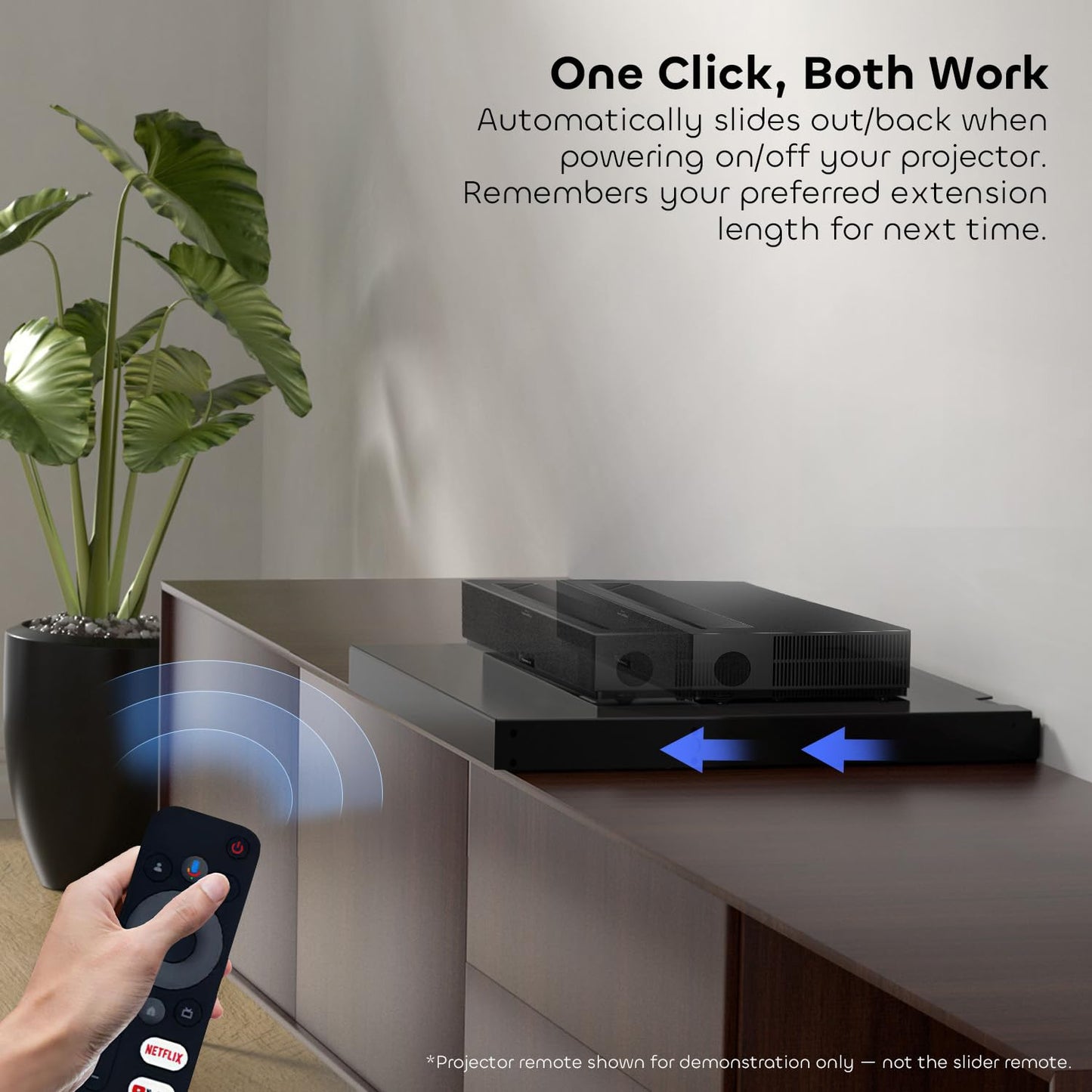 NothPJ motorized sliding tray for UST projector, smart retractable telescopic system, extends to 150", power sync design