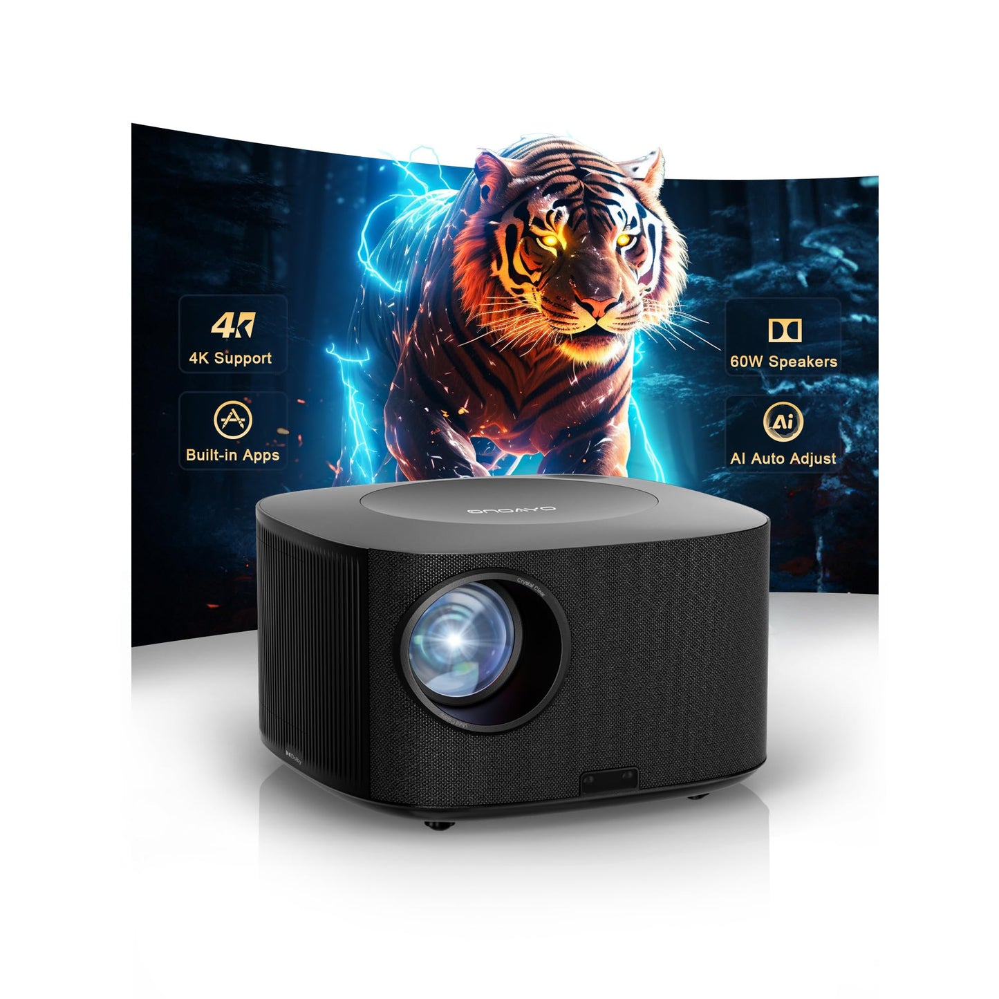 Outdoor 4K smart projector ONOAYO ONO5Pro 2.0, ultra-bright, AI autofocus, Dolby audio 60W, WiFi/BT, indoor/outdoor 2026